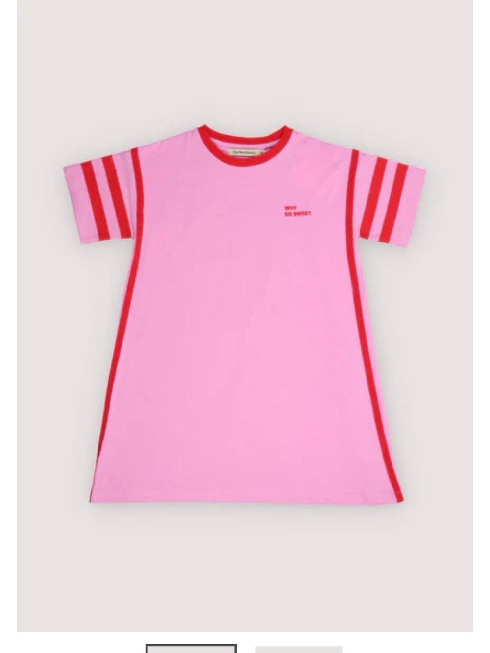 Girls Pink Tee Dress with Red Contrast Trim